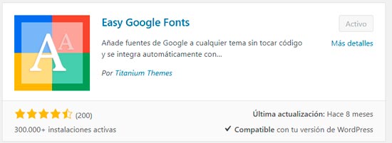 easy google font plugin